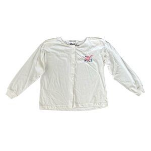 Work in Progress Women's Vintage Ivory Floral Embroidered  Blouse‎ Size L